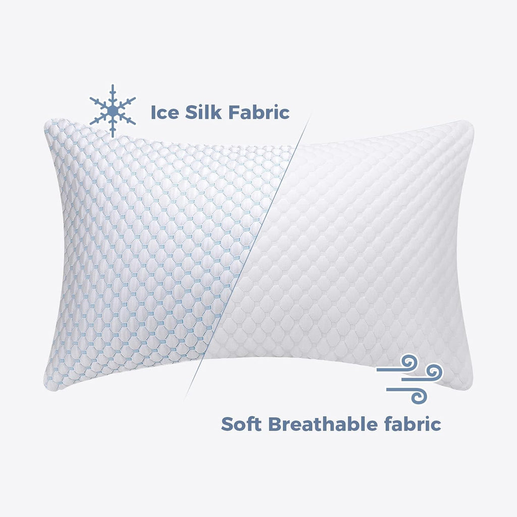 Osbed Cooling Shredded Memory Foam Pillow Standard Size - Adjustable Loft with Gel Beads & Breathable Tencel Cover for Night Sweats Relief(…