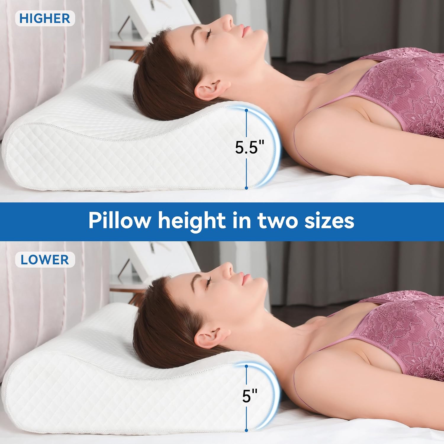 Amaeromax AM AEROMAX 32" King Size Contour Memory Foam Pillow, Cervical Pillow for Neck, Neck Orthopedic Sleeping Pillows for Side, Back a…