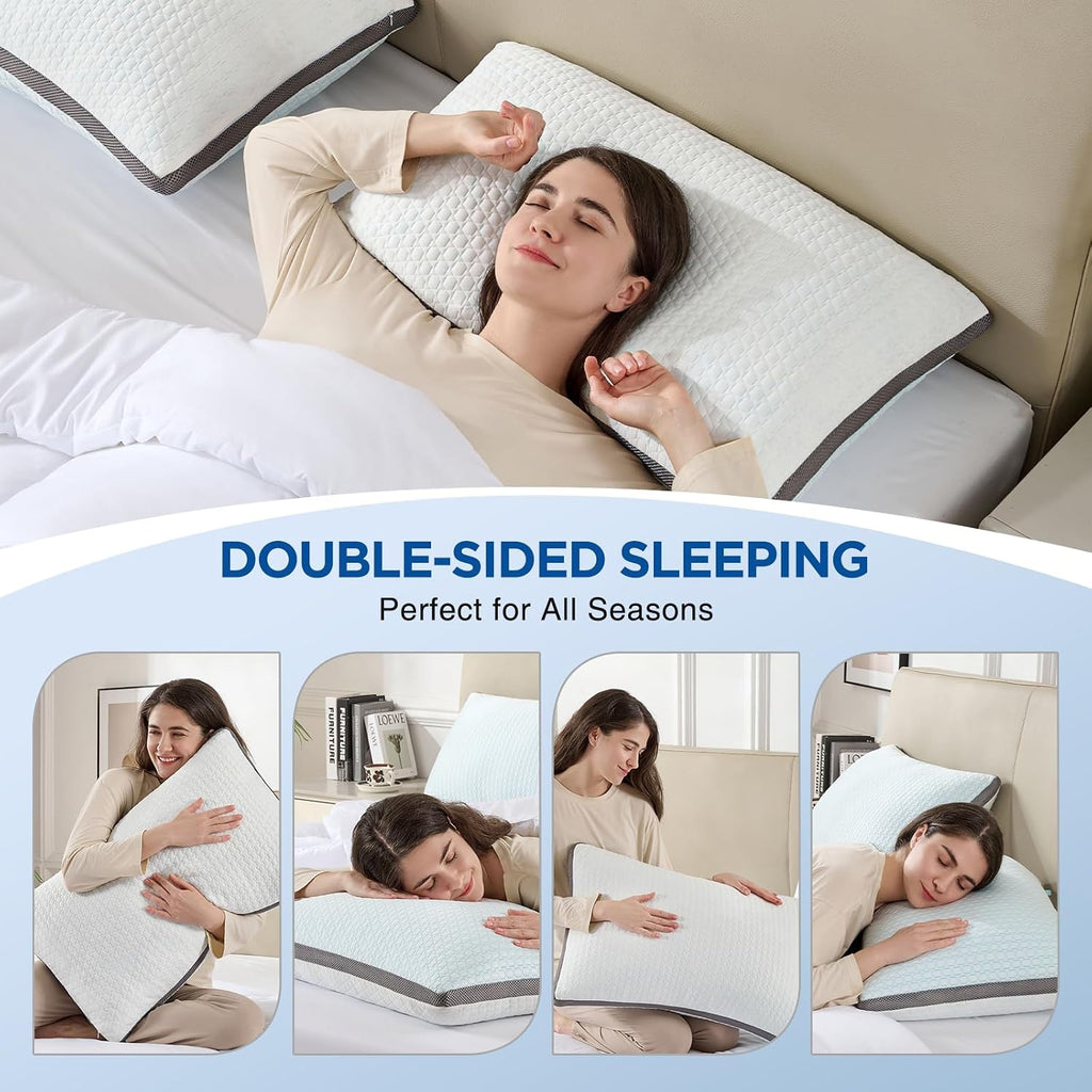 Baskbed Cooling Pillows Standard Size Set of 2, Shredded Memory Foam Pillows 2 Pack, Bed Pillow for Hot Sleepers Adjustable Firm Pillow for…