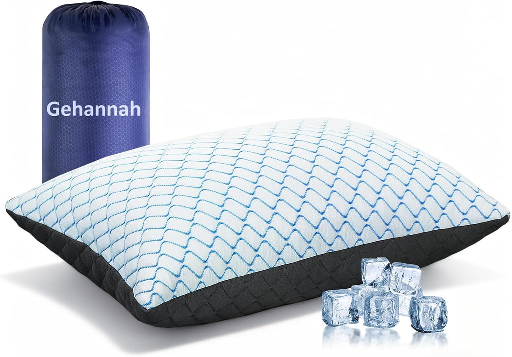 Gehannah Travel Pillow - Large 1 Pack Compressible Camping Pillow for Sleeping - Shredded Memory Foam with 1 Storage Bags - Supportive for…