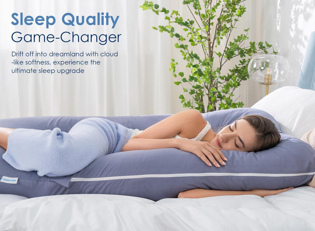 QUEEN ROSE Pregnancy Pillows, 60 Inch Cooling U Shaped Body Pillow for Sleeping, Extra Long Maternity Pillow for Pregnant Women, Body…