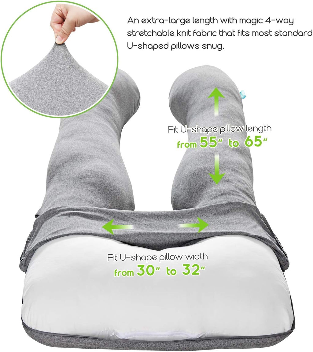 COSMOPLUS Pregnancy Pillow Cover U Shaped Full Body Pillow Case Cover for Maternity, Stretchy Cool Breathable Jersey Fabric, Provides Sleep…