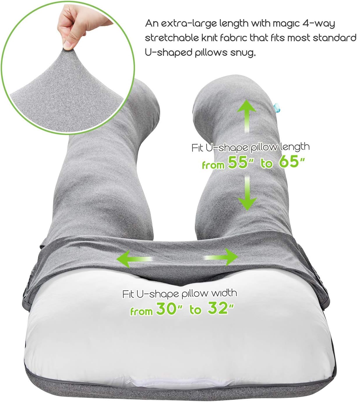 COSMOPLUS Pregnancy Pillow Cover U Shaped Full Body Pillow Case Cover for Maternity, Stretchy Cool Breathable Jersey Fabric, Provides Sleep…