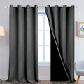 Yakamok 100% Blackout Lined Panels, Thermal Insulated Blackout Curtains for Bedroom, Heat Blocking Drapes for Living Room(52Wx108L, Dark Gr…