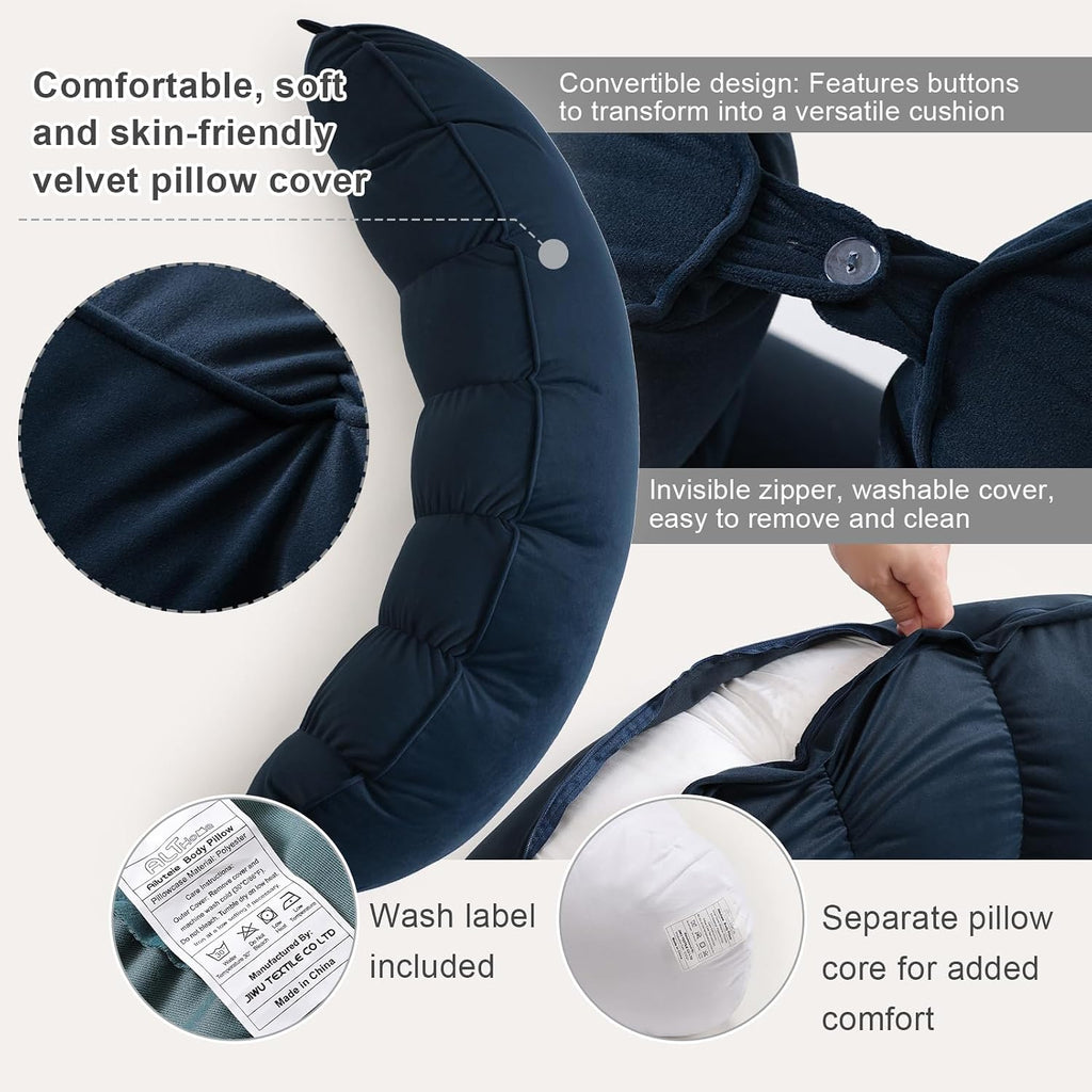Peallow(Pat. Pend) – Long Round Body Pillow for Adults, Bolster Pillow for Sleeping, Soft and Supportive Pillow for Sleeping & Lumbar…