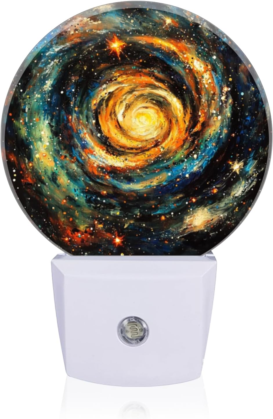 LED Night Lights Lamp with Dusk to Dawn Sensor, Orange-Blue Rotating Galaxies Night Light Plug Into Wall for Kids Room, Bedroom…