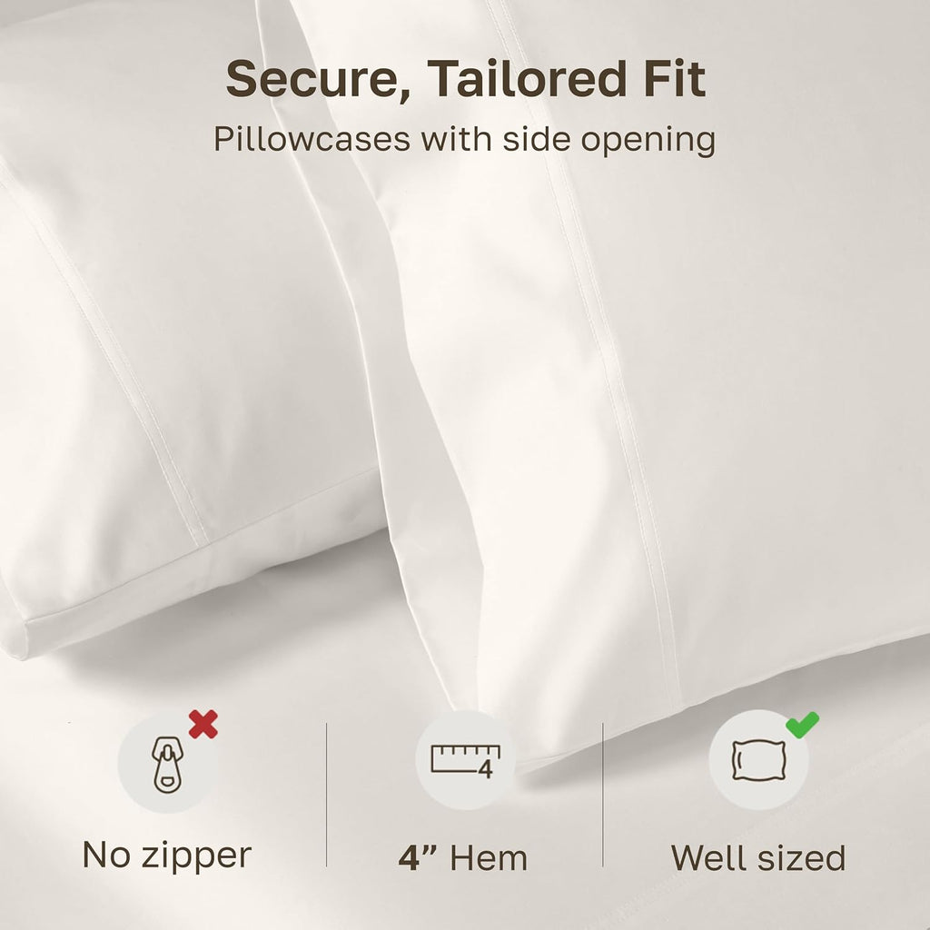 CaliforniaDesignDen California Design Den King Pillow Cases Set of 2-800 Thread Count Sateen, 100% Cotton Pillowcases, Fits King Size Pillo…