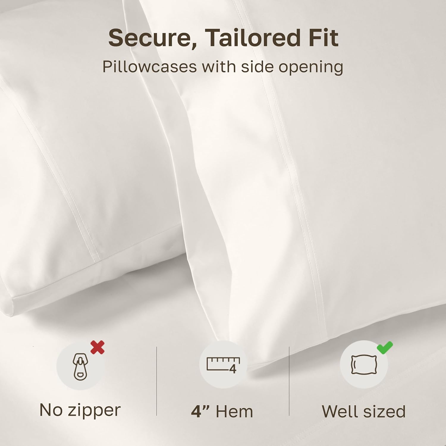 CaliforniaDesignDen California Design Den King Pillow Cases Set of 2-800 Thread Count Sateen, 100% Cotton Pillowcases, Fits King Size Pillo…