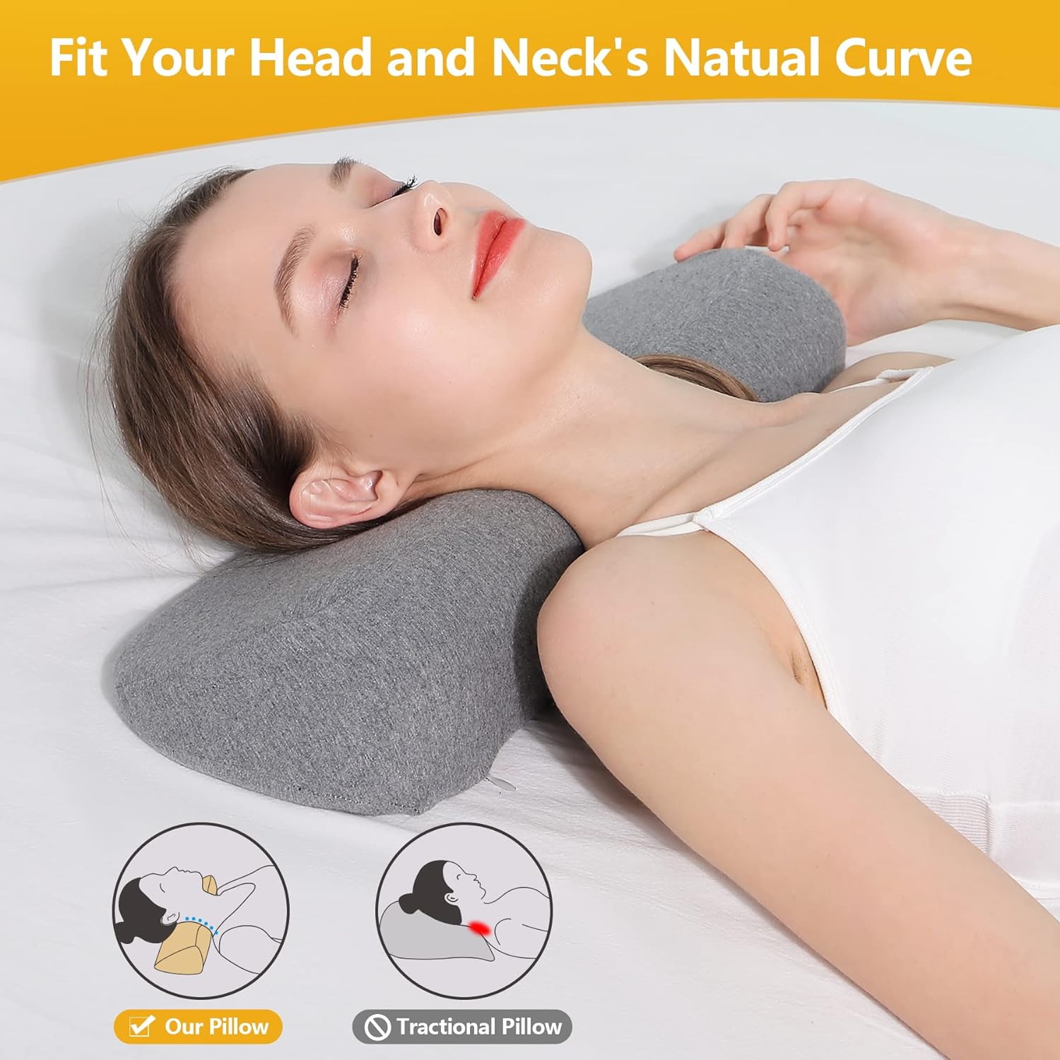 Cozyth Cervical Neck Pillows for Sleeping, Memory Foam Neck Bolster Support Pillow and Shoulder Relaxer for Stiff, Neck Support Pillow…