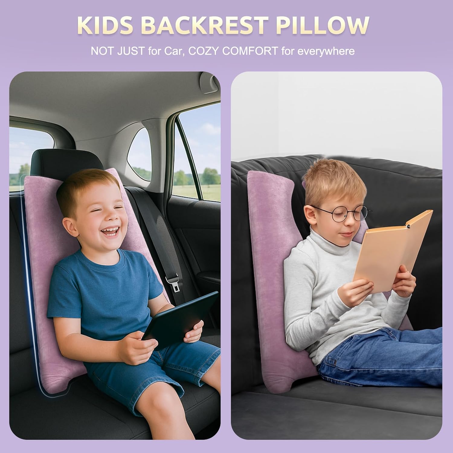 Car Pillow for Kids Travel Pillow with Adjustable Strap, Kids Floor Pillows Cushions for Adults and Children to Support Head and Body…