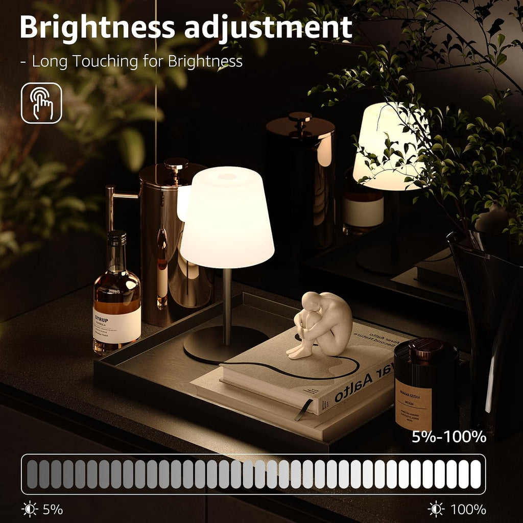 Waterproof Rechargeable Shower Lamp, Cordless Bathroom Table Lamp with 4000mAh Battery, 3 Color Temperatures Dimmable, Portable LED…