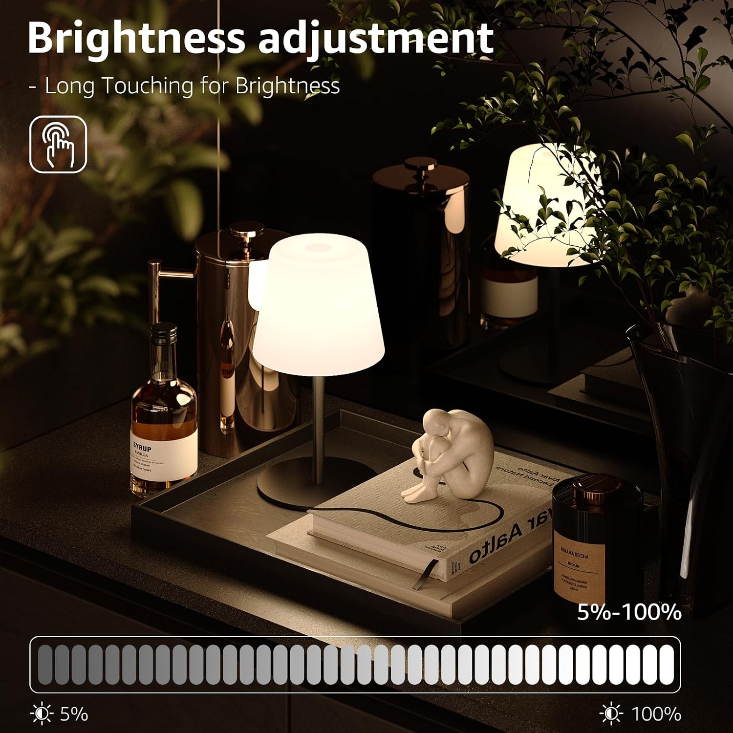 Waterproof Rechargeable Shower Lamp, Cordless Bathroom Table Lamp with 4000mAh Battery, 3 Color Temperatures Dimmable, Portable LED…