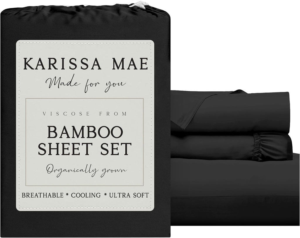 KARISSA MAE Pure Viscose from Bamboo Twin XL Size Sheet Set | 100% FSC Certified | Luxuriously Soft | Cooling | 18" Deep Pocket w/Corner…