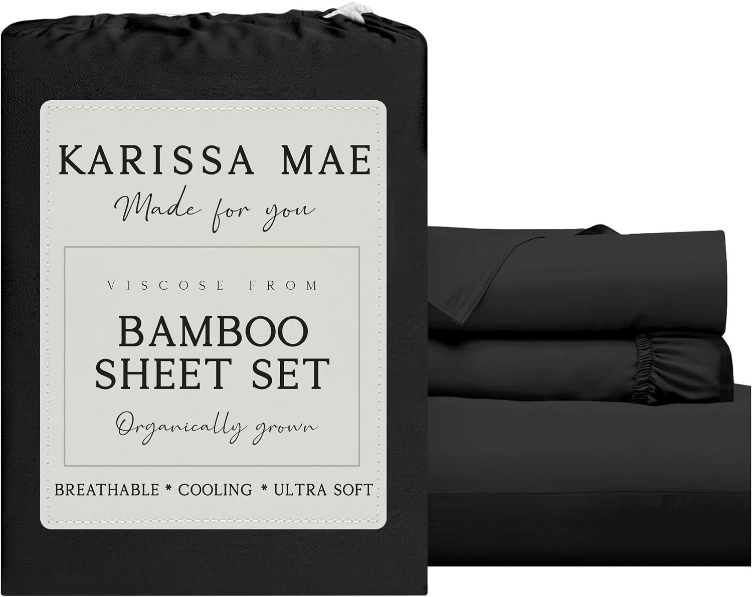 KARISSA MAE Pure Viscose from Bamboo Twin XL Size Sheet Set | 100% FSC Certified | Luxuriously Soft | Cooling | 18" Deep Pocket w/Corner…