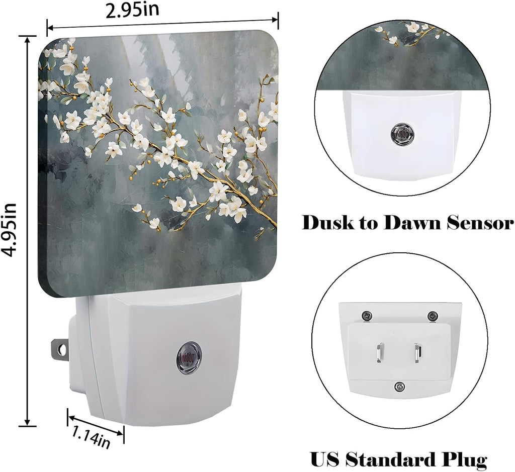 Pure White Flower Night Light, Plug-in Nightlights Auto Sensor Night Lamp Dusk to Dawn Lamp Home Decor for Nursery Children Girls Boys
