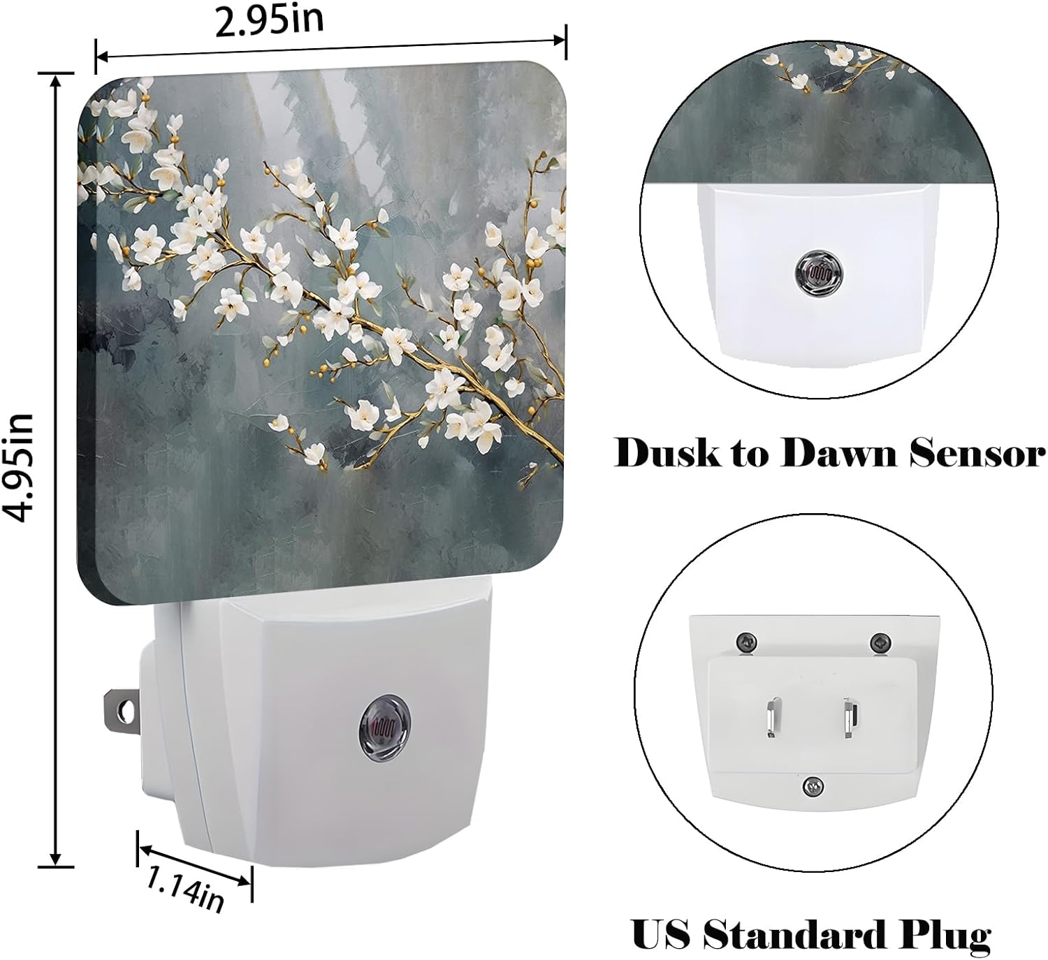 Pure White Flower Night Light, Plug-in Nightlights Auto Sensor Night Lamp Dusk to Dawn Lamp Home Decor for Nursery Children Girls Boys
