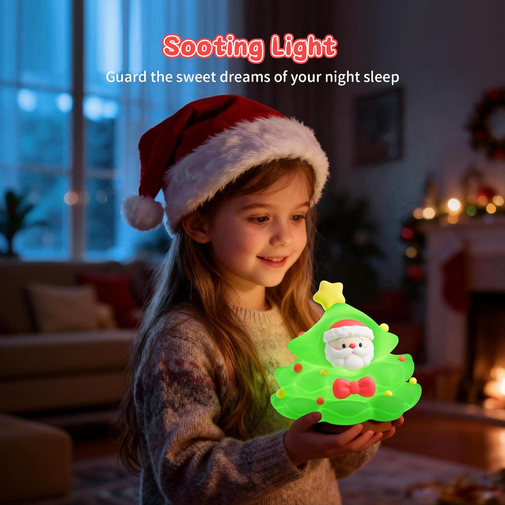 Christmas Tree Night Light, Touch Control LED Lamp, Silicone Green with Yellow Star, USB Rechargeable, 3 Brightness with Auto-Off…