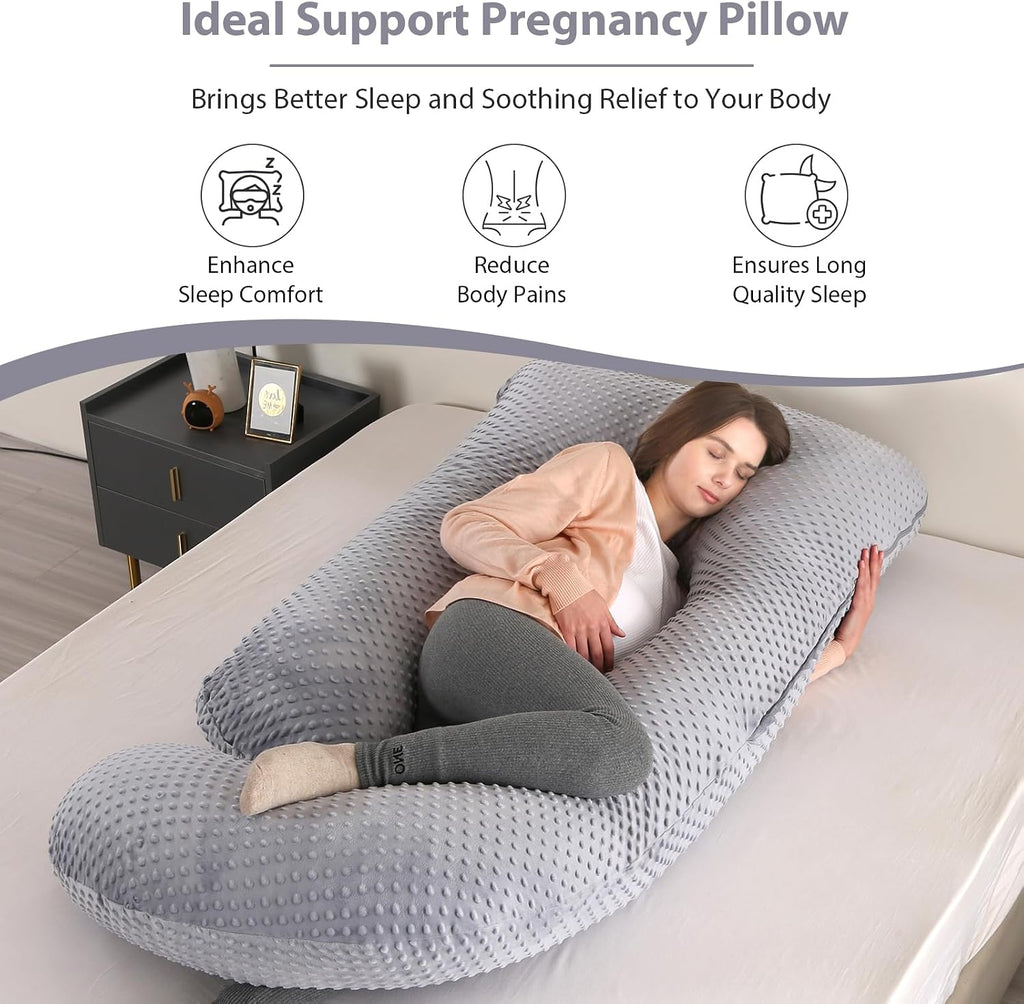 U-Shaped Full Body Pregnancy Pillow for Sleeping – 57" Maternity Pillow with Removable Cover, Support for Back, Legs, Belly & Hips…