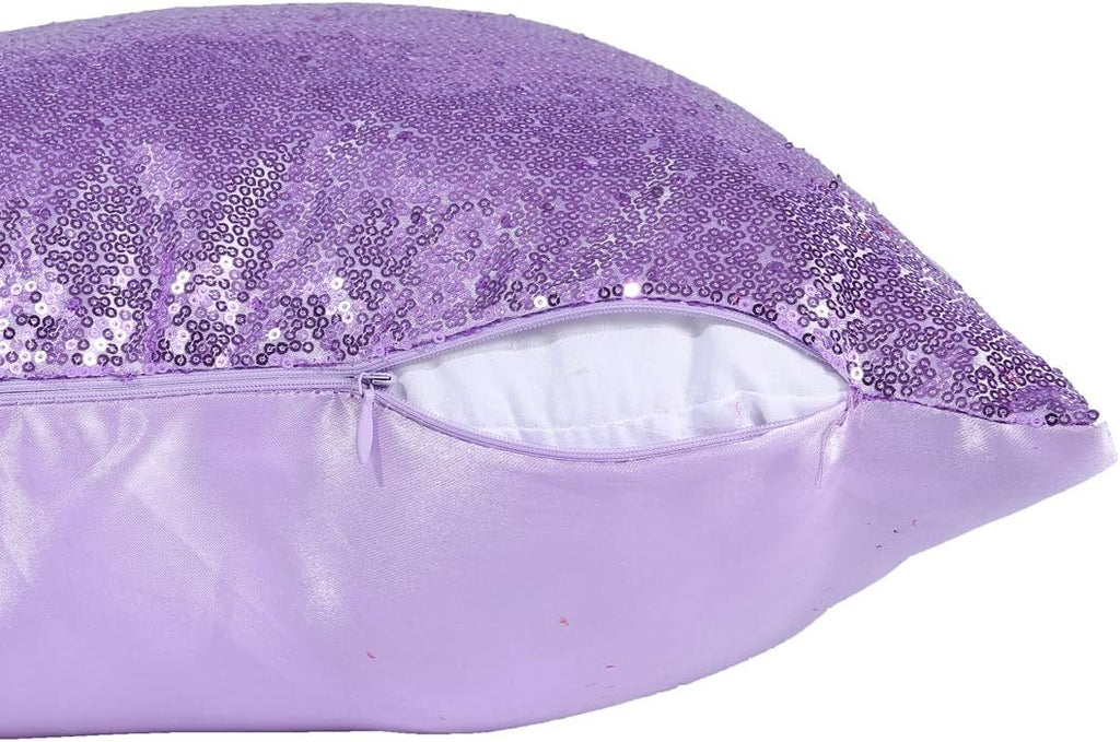Poise3EHome 12x20inches Sequin Throw Pillow Covers Decorative Pillow Covers for Couch, Bed, Living Room, Christmas (Lavender, 2PCS)
