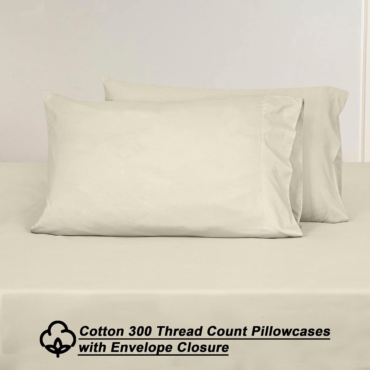 Royalelinens ROYALE LINENS 300 Thread Count 100% Long Staple Combed Cotton Sheet Set - 4 Piece King Bed Sheets - 1 Fitted, 1 Flat & 2 Pillo…