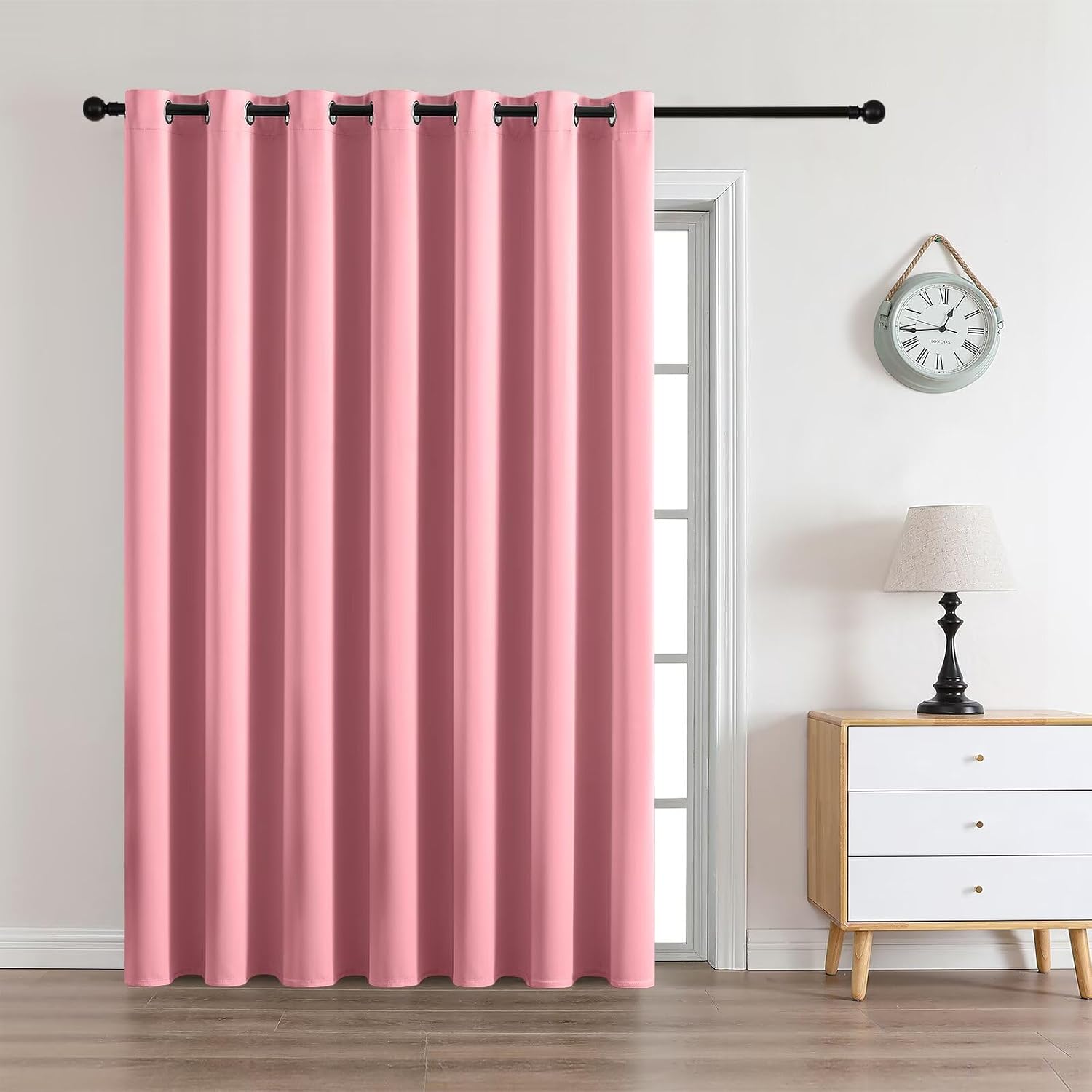 CUCRAF Custom Pink Blackout Curtains 1 Panel Set, Thermal Insulated Grommet Room Darkening Curtain for Living Room Bedroom, Light…