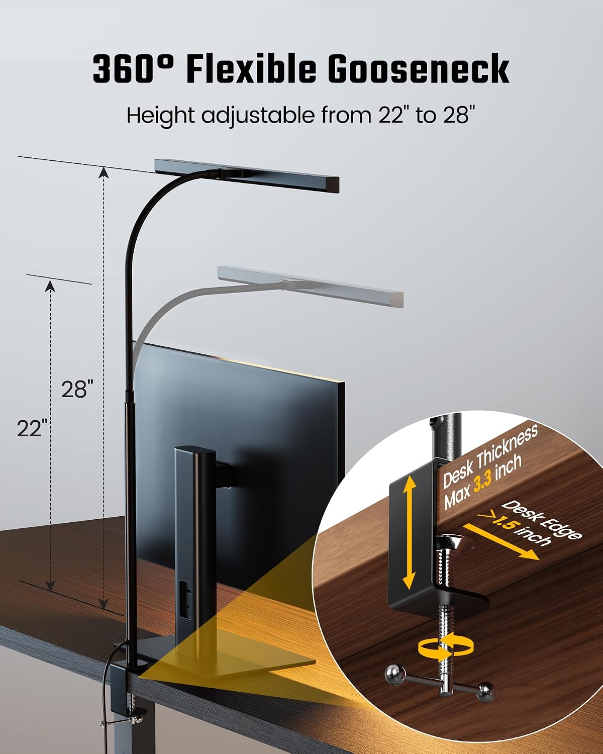 SUPERDANNY LED Desk Lamp for Office Home, Eye-Caring Desk Light with Adjustable Gooseneck, 12W Touch Control Dimmable Brightness…