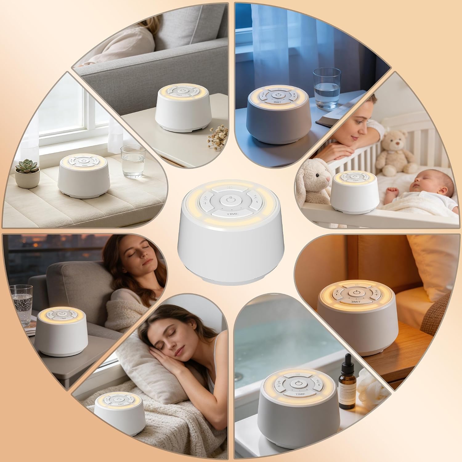 SPLENPAW Noise Sound Machine with 16 Soothing Sounds, Memory Function, 3-Color Night Light White Noise Machine for Adults, Babies &…