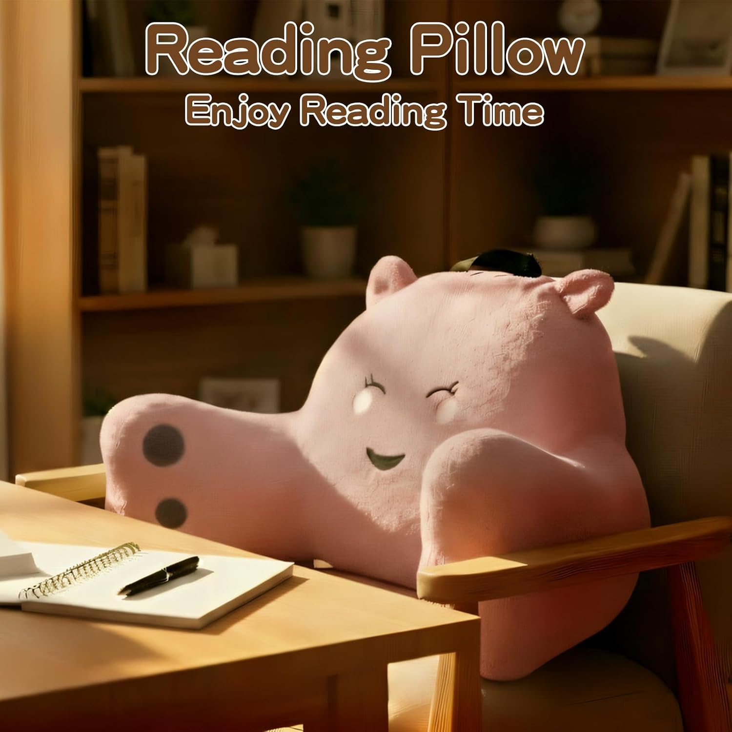 Ajicong Reading Pillow for Sitting in Bed Couch Teens/Adult, Back Rest Pillow for Sitting Up in Bed with Shredded Memory Foam, Includes Arm…