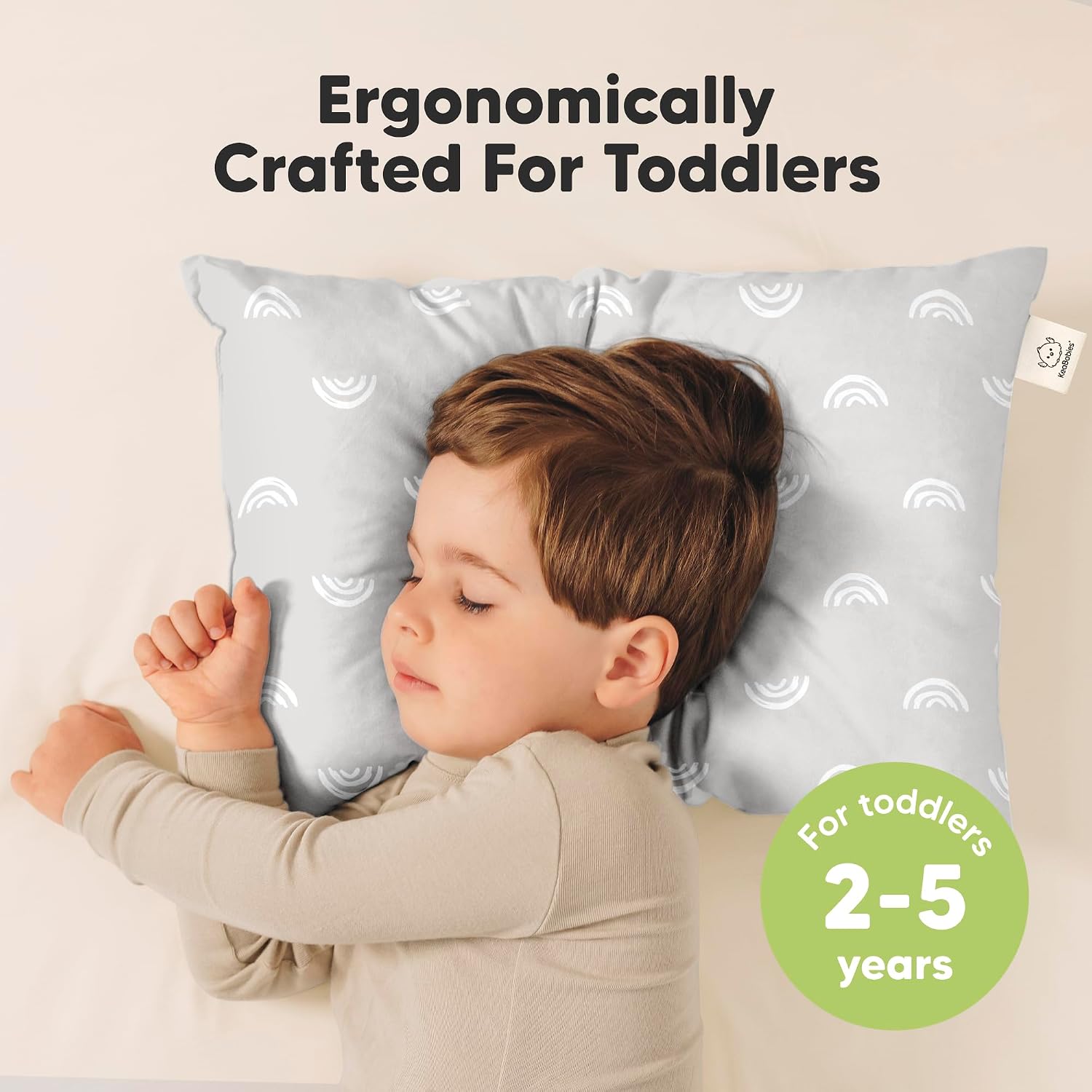 KeaBabies 2-Pack Toddler Pillows 2 Year Old to 5-13x18 Soft Organic Cotton Kids Pillow for Sleeping, Travel, School, Daycare, Nap…