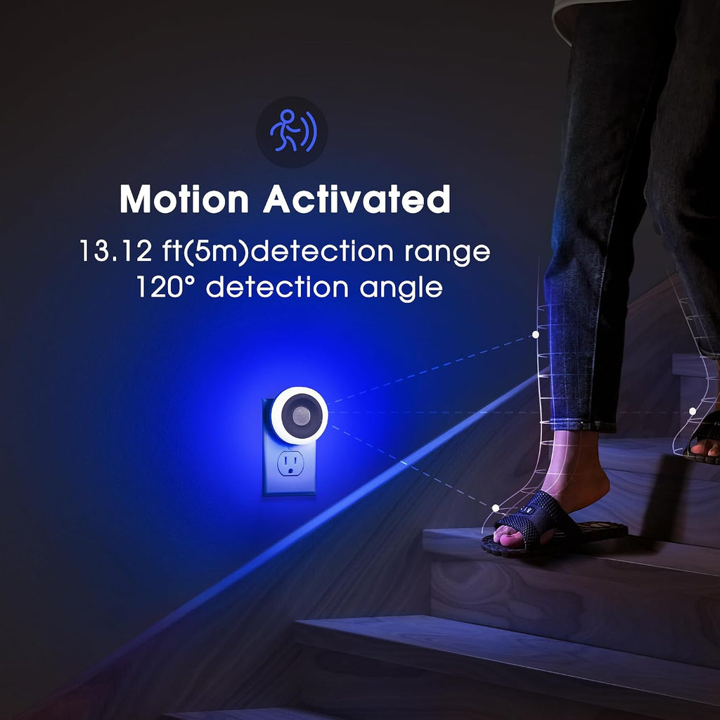 Briignite Motion Sensor Night Light Blue, [2 Pack] Night Lights Plug into Wall, Auto On/Off Motion Activation Nightlight, Energy-Saving…