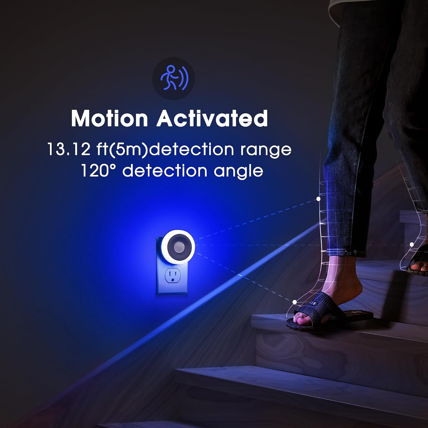 Briignite Motion Sensor Night Light Blue, [2 Pack] Night Lights Plug into Wall, Auto On/Off Motion Activation Nightlight, Energy-Saving…