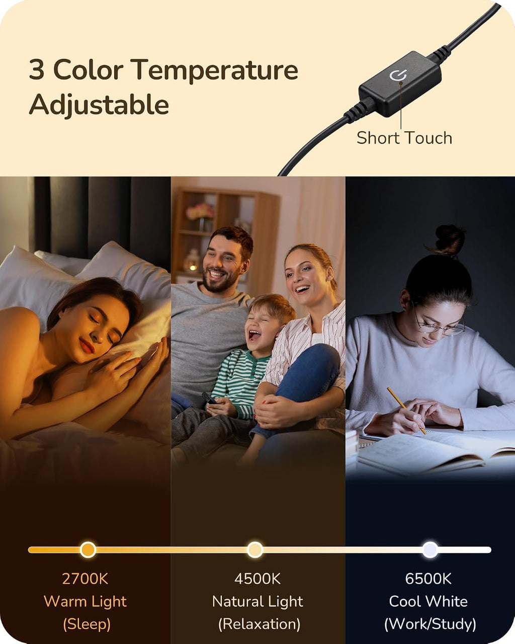 Edishine Upgraded LED Table Lamp Set of 2, Stepless Dimmable Bedside Lamps with Metal Finish & 3 Color Temperature, 6W Modern Desk Lamps, G…