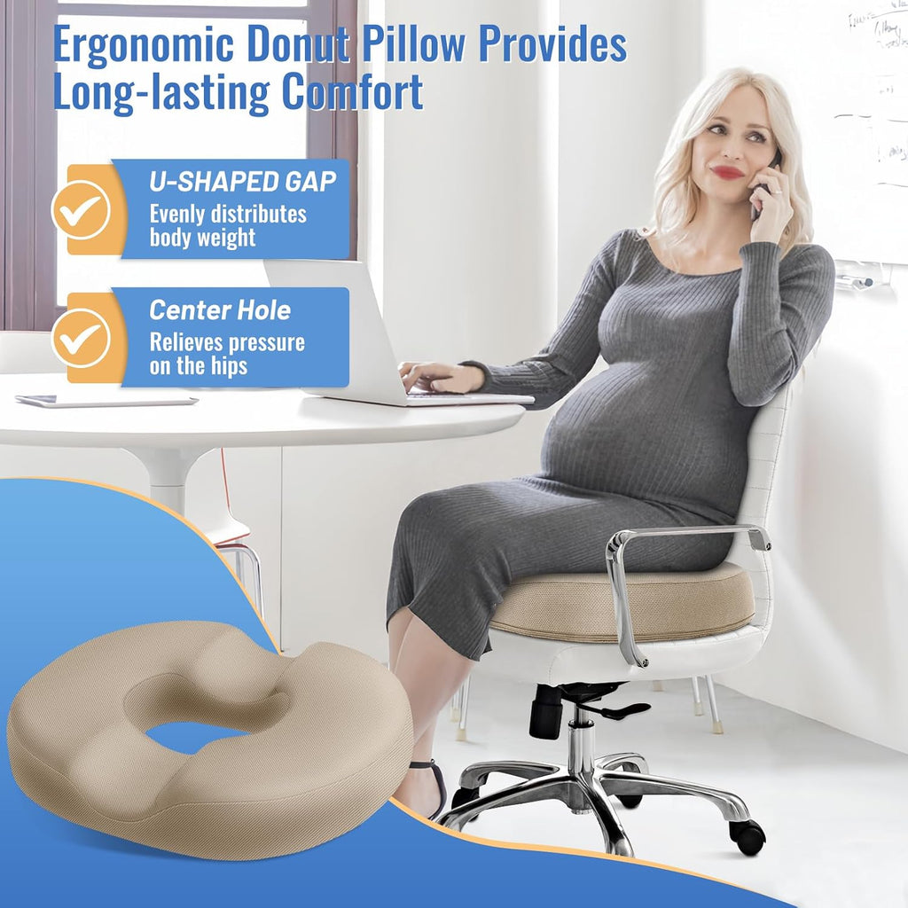 CloudBliss Donut Pillow Seat Cushion Chair Pad for Tailbone and Hemorrhoids, Memory Foam Seat Chair Cushion for Men and Women for Home & Of…