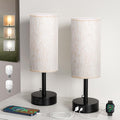 Fenmzee USB Bedside Table Lamps Set of 2-3 Color Temperatures Pull Chain Lamp with USB C and A Charging Ports, Round Night Stand Lamps…