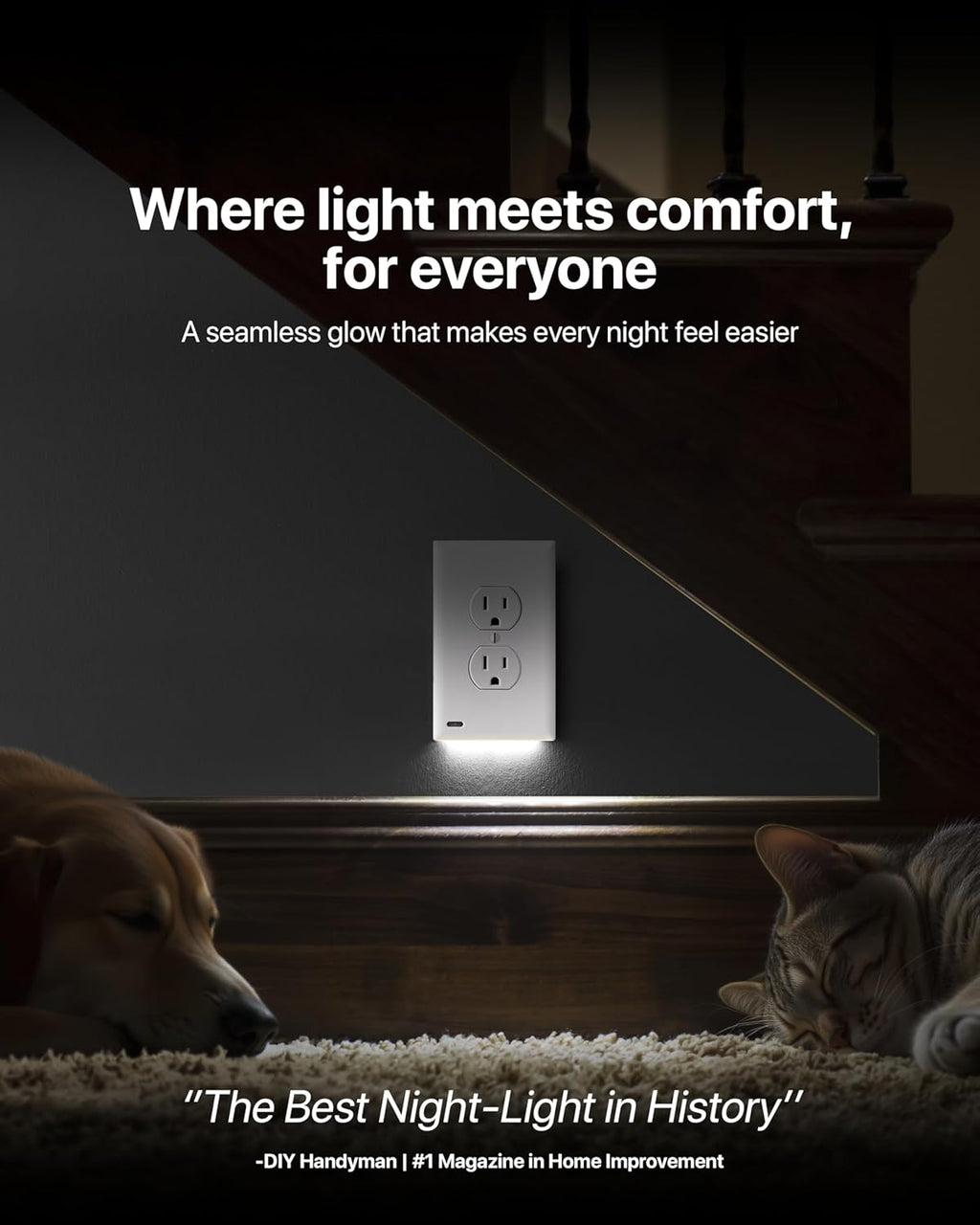 2 Pack - SnapPower GuideLight [For Duplex Outlets] - Replaces Plug-In Night Light - Electrical Receptacle Wall Plate With LED Night…