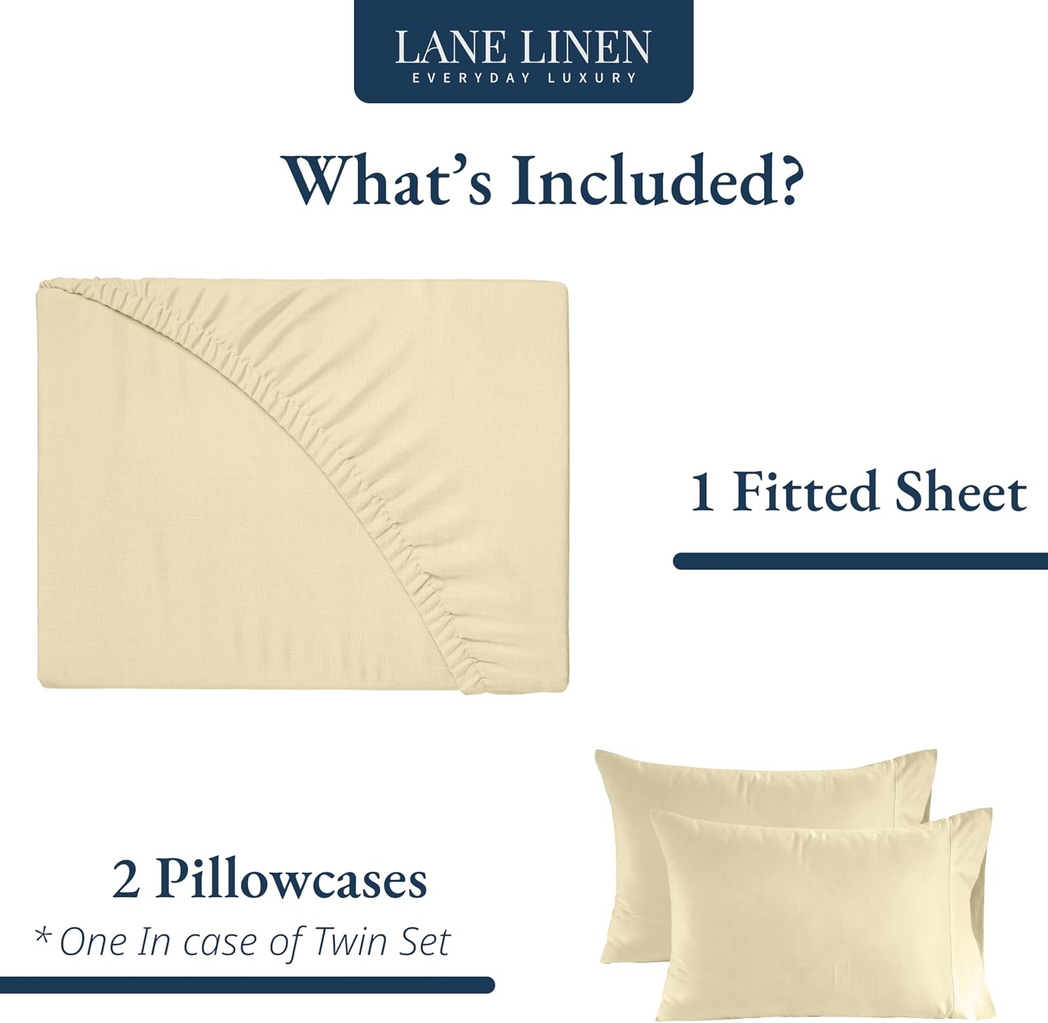 LANE LINEN Twin XL Fitted Sheet, 100% Organic Cotton 2-Piece Set (1 Fitted Sheet, 1 Pillowcase), Percale Weave, Bottom Sheet, Soft…