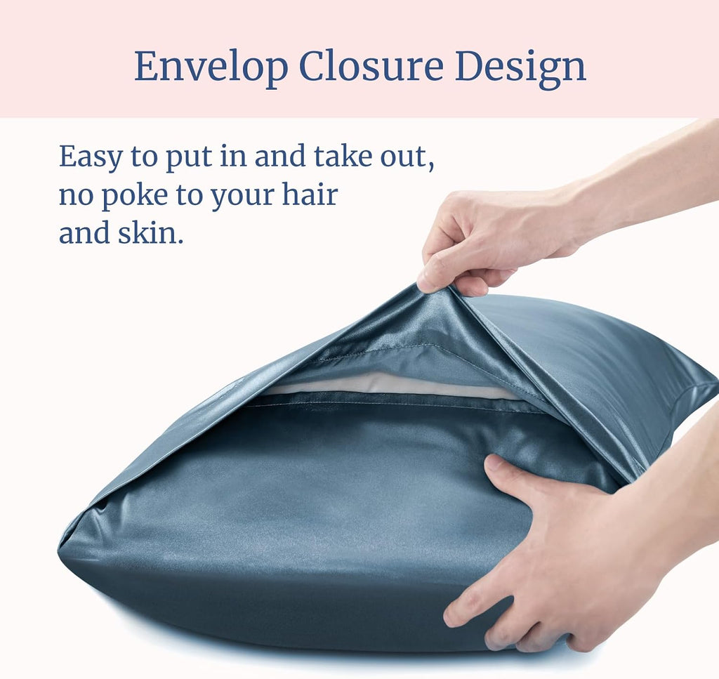 Bedelite Satin Pillowcase for Hair and Skin, Super Soft and Cooling Similar to Silk Pillow Cases 2 Pack with Envelope Closure, Gift for Wom…