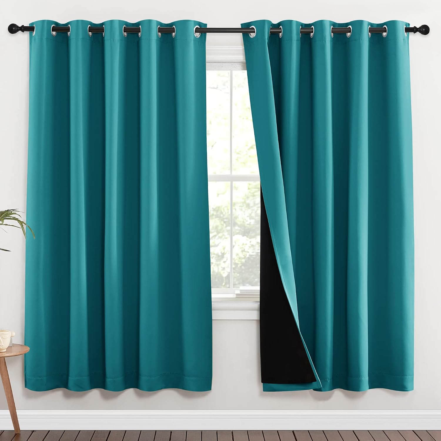 Nicetown 100% Blackout Window Curtain Panels, Full Light Blocking Drapes with Black Liner for Nursery, 72-inch Drop Thermal Insulated Drape…