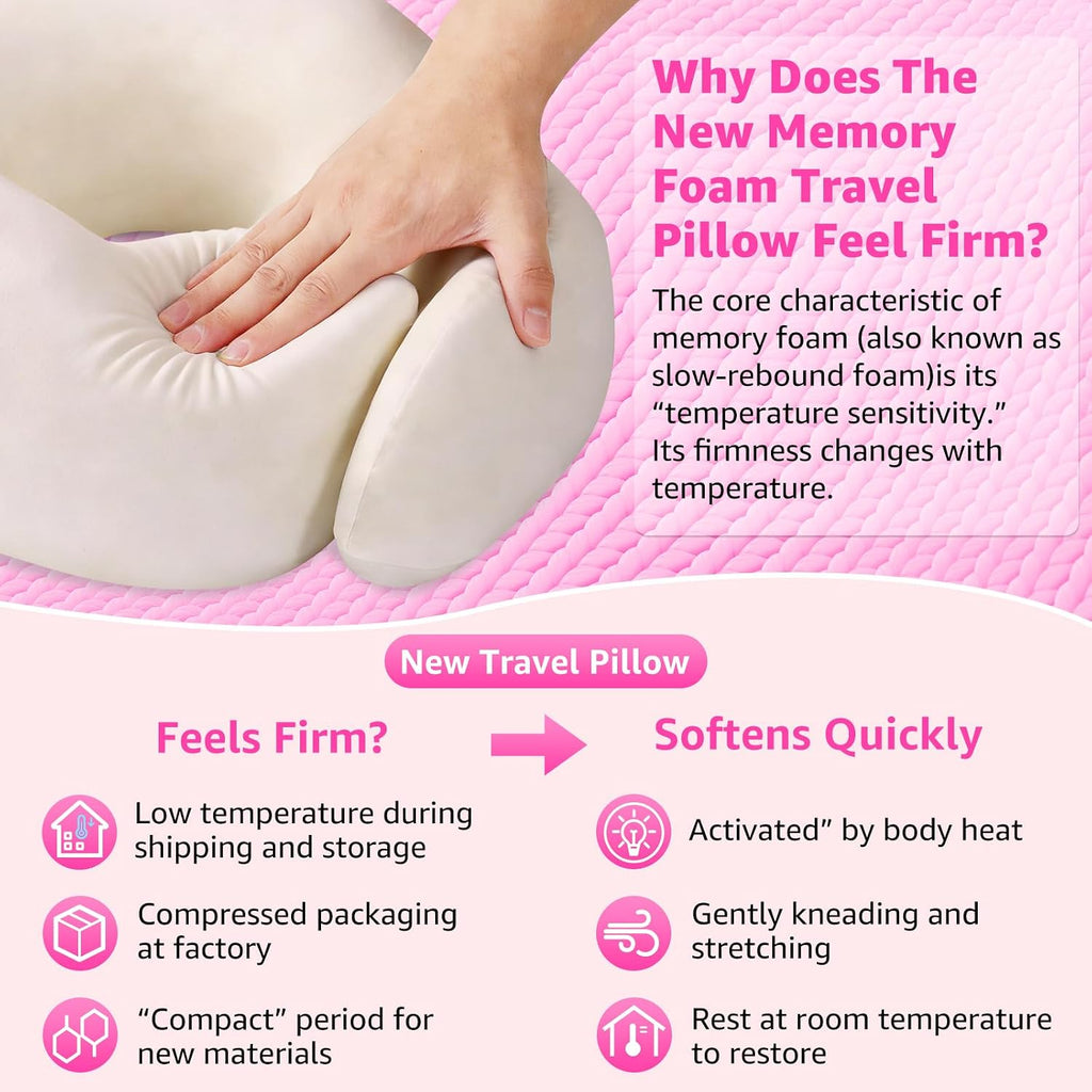 Travel Pillows for Airplanes Ergonomic Memory Foam Neck Pillow for Travel - 360° Head & Neck Support for Sleeping on Flights, Cars…