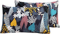 YuHeGuoJi Black Botanical Pillow Cases Set of 2 King 100% Cotton Colorful Leaves Pillow Covers Decorative Cute White Floral Pillow…