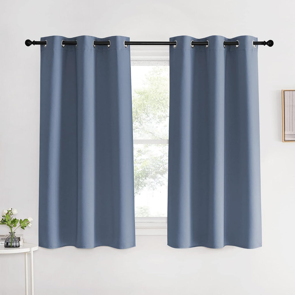 NICETOWN Kitchen Curtains Blackout Drapes, Stone Blue, 42" Wide x 60" Long, Set of 2, Thermal Insulated Grommet Top Window Treatment…