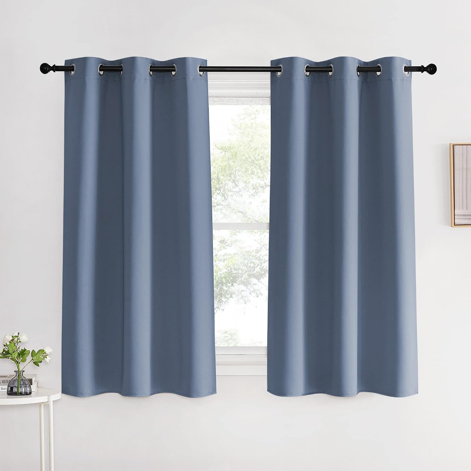 NICETOWN Kitchen Curtains Blackout Drapes, Stone Blue, 42" Wide x 60" Long, Set of 2, Thermal Insulated Grommet Top Window Treatment…
