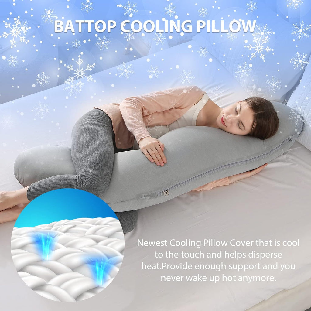 BATTOP Pregnancy Pillows for Sleeping, Maternity Pillow with Cooling Cover, Support for Belly, HIPS, Legs, Pregnancy Must Haves, Side Sleeper…