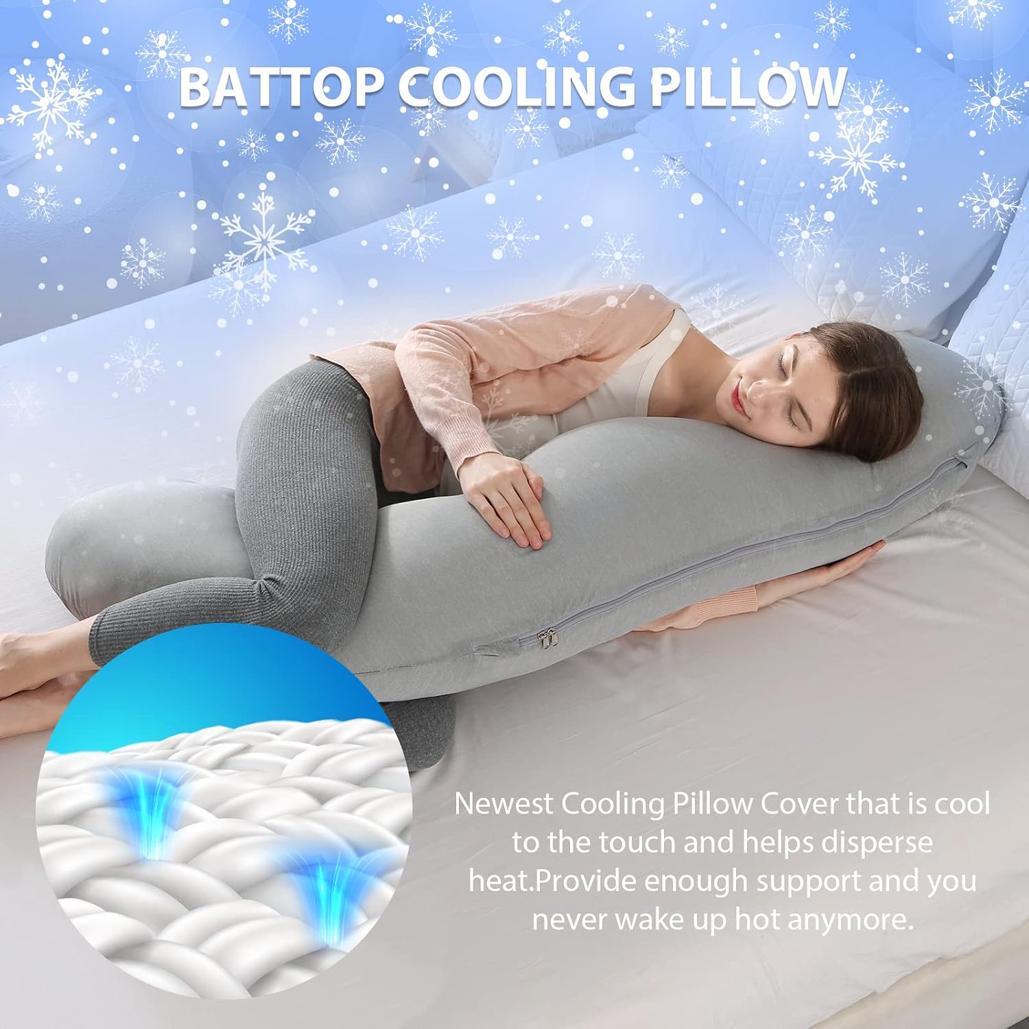 BATTOP Pregnancy Pillows for Sleeping, Maternity Pillow with Cooling Cover, Support for Belly, HIPS, Legs, Pregnancy Must Haves, Side Sleeper…
