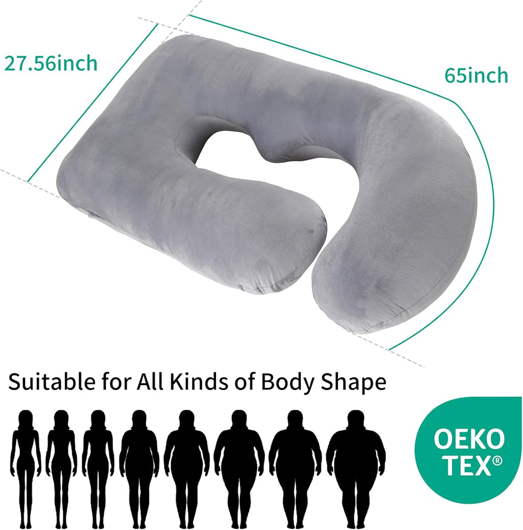 U-Shaped Pregnancy Pillow for Sleeping, Full Body Support for Back, HIPS & Belly -65 Inch Maternity Pillow with Machine Washable Cover |…