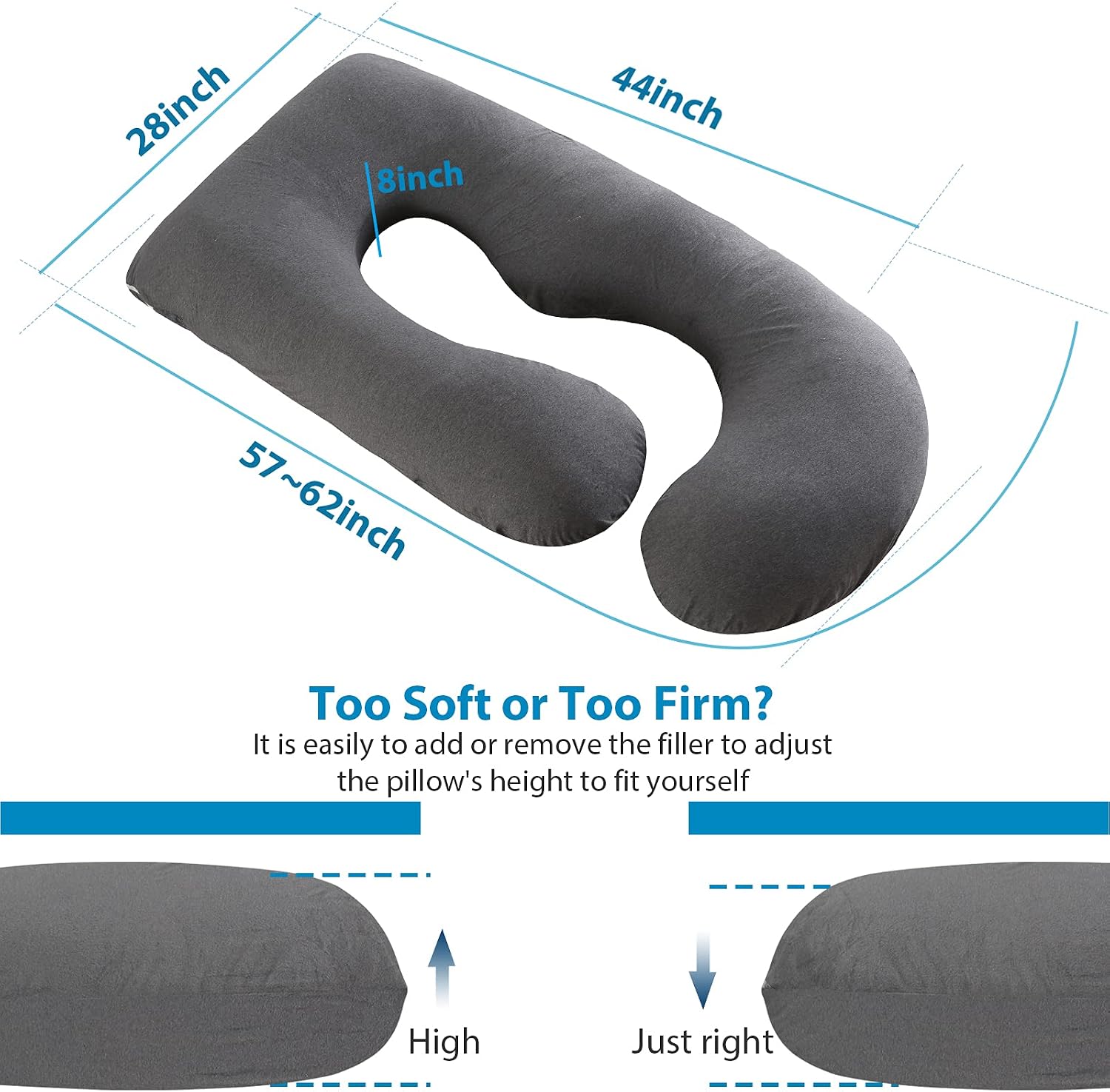 Battop Pregnancy Pillow for Sleeping, Full Body Pillow for Pregnancy Women with Removable Cover, 57 Inch Maternity Pillow, Support for Back…