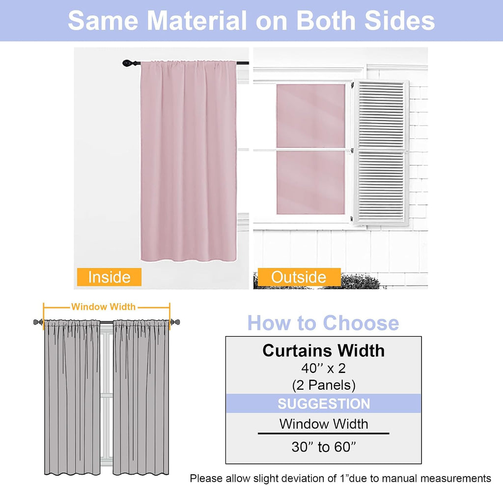 Simplebrand Ava Blush Blackout Curtains for Bedroom 63 Inch Length 2 Panels Set, Nursery Thermal Insulated Energy Saving Rod Pocket Window…