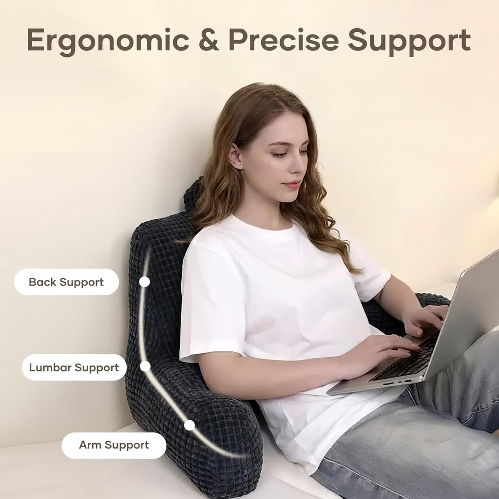 NOONTIDE Reading Pillow L-Size with Top Handle, Uniquely Designed Soft Fabric, Ergonomic Back Support for Bed, Couch & Reading, Comes…