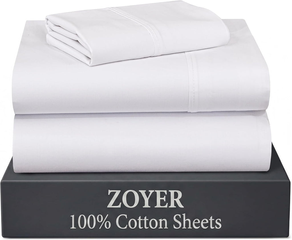 Zoyer 100% Cotton Sheets – Twin Size Percale Bedding, Cooling & Breathable, Durable with a Crisp, Soft & Comfortable Feel, 16" Deep Pocket,…