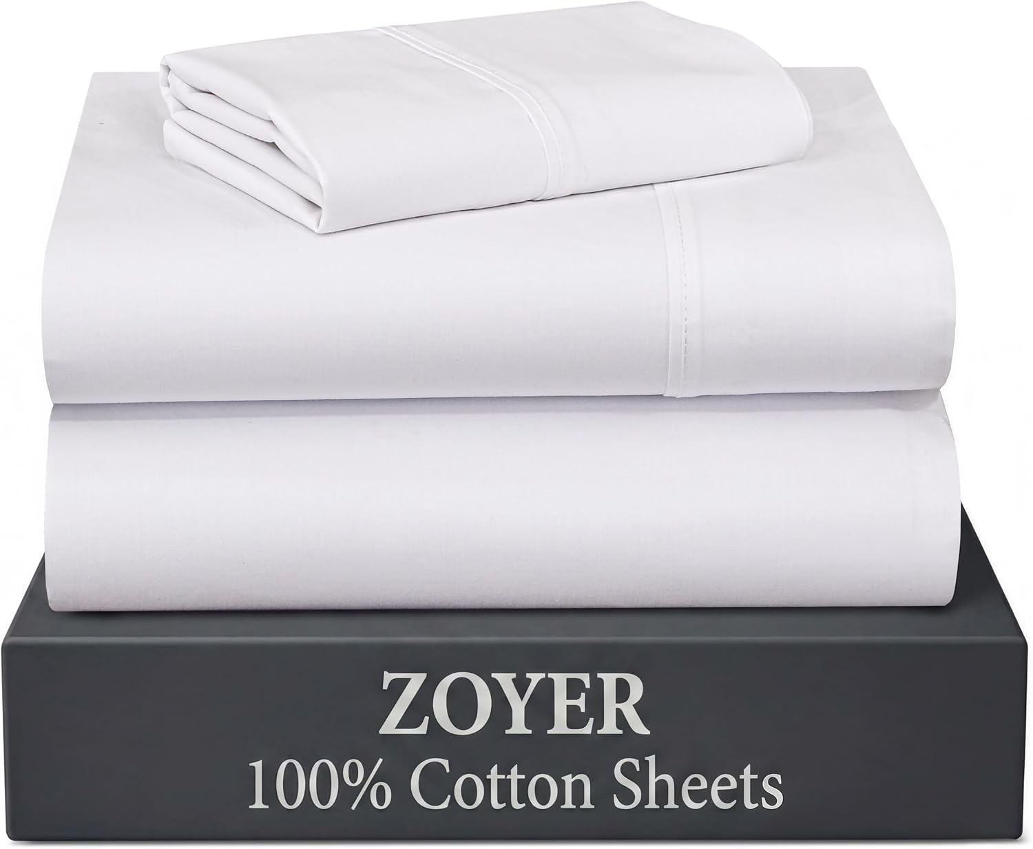 Zoyer 100% Cotton Sheets – Twin Size Percale Bedding, Cooling & Breathable, Durable with a Crisp, Soft & Comfortable Feel, 16" Deep Pocket,…
